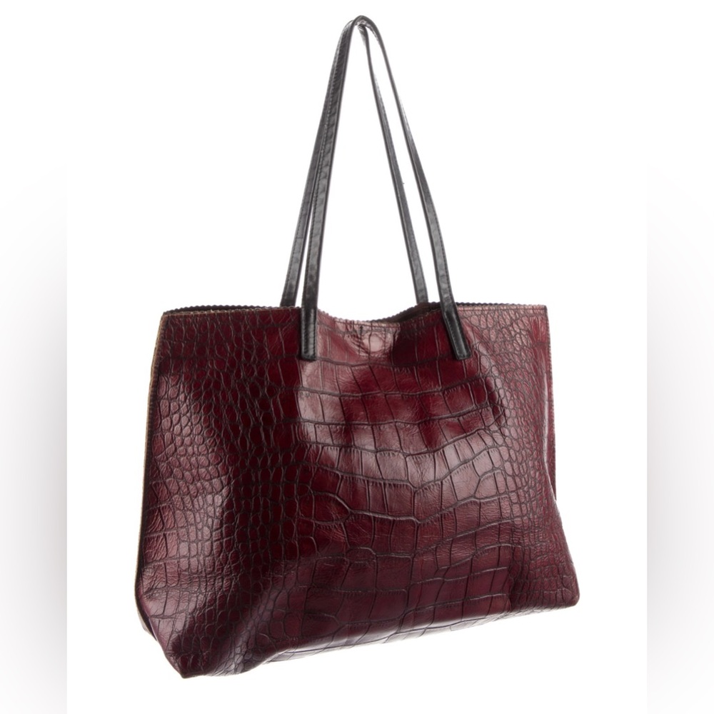 B.May Crocodile Embossed Tote Bag